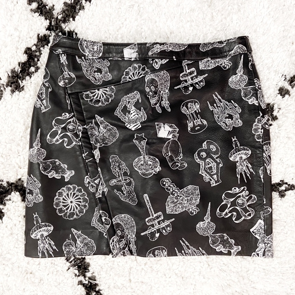 [ZADIG & VOLTAIRE] Leather Print Zip Skirt (36)
